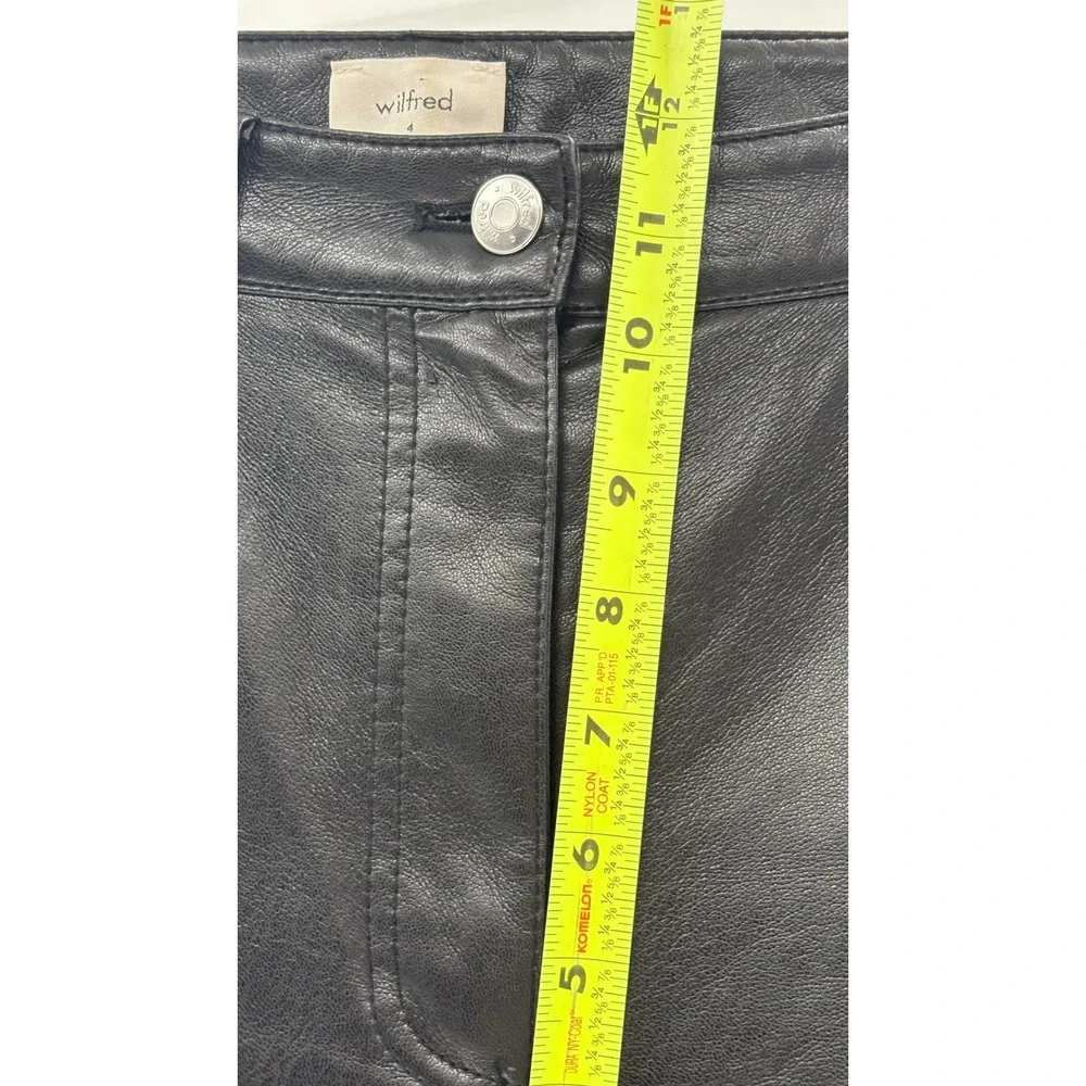 Wilfred Pants Faux Leather Women Size 4 Black High Rise Straight Leg‎